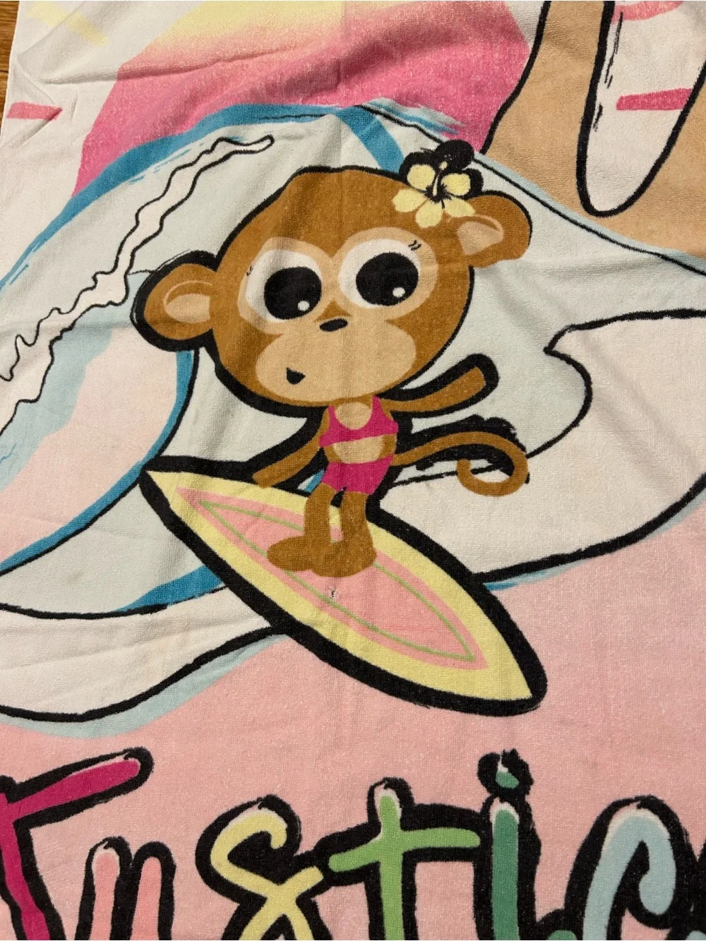 Justice Vintage Y2K Girlhoodcore Monkey Surf Beach Towel